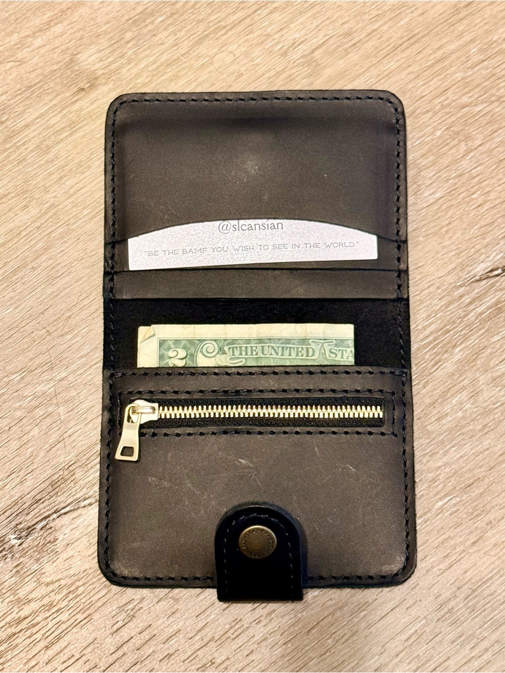 Portland Leather Mini Bifold in Black